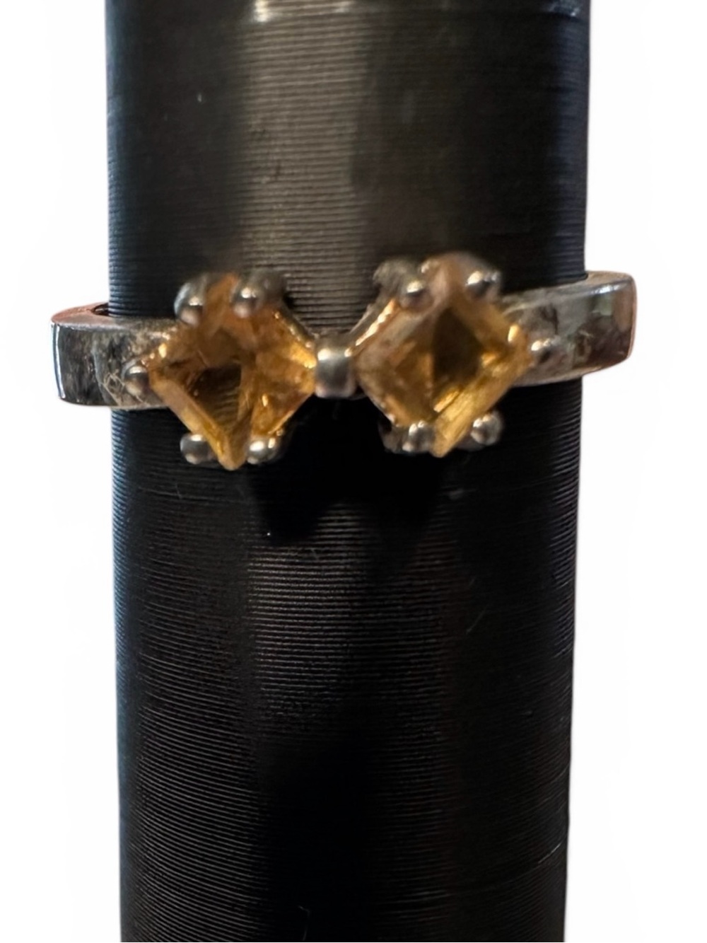 Vintage Sterling Silver Citrine Tone Toi et Moi Ring Size 7